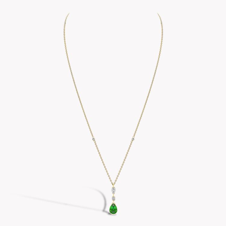Pear Shape Emerald Pendant 1.56CT in 18CT Yellow Gold Rubover Set with Pear and Brilliant Diamonds_2