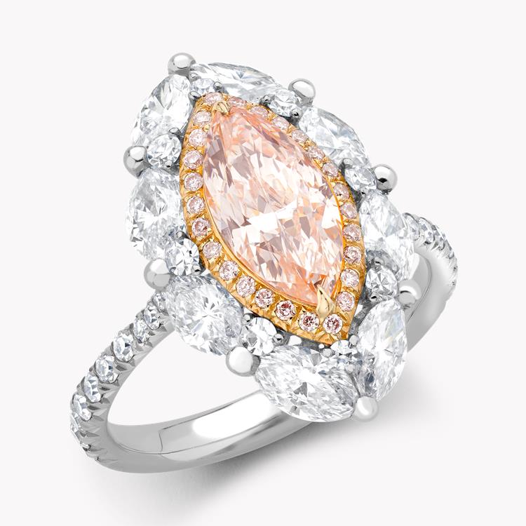 Masterpiece Fancy Light Pink Diamond Ring  1.04ct in 18ct White & Rose Gold Marquise Cut, Claw Set_1
