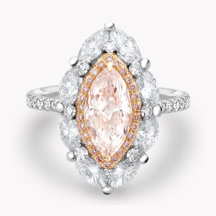 Masterpiece Fancy Light Pink Diamond Ring  1.04ct in 18ct White & Rose Gold Marquise Cut, Claw Set_2