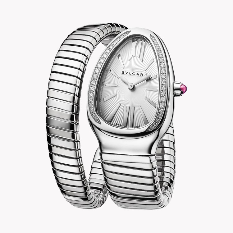 Bvlgari Serpenti Tubogas 35mm. Silver Dial, Baton & Roman Numerals_3