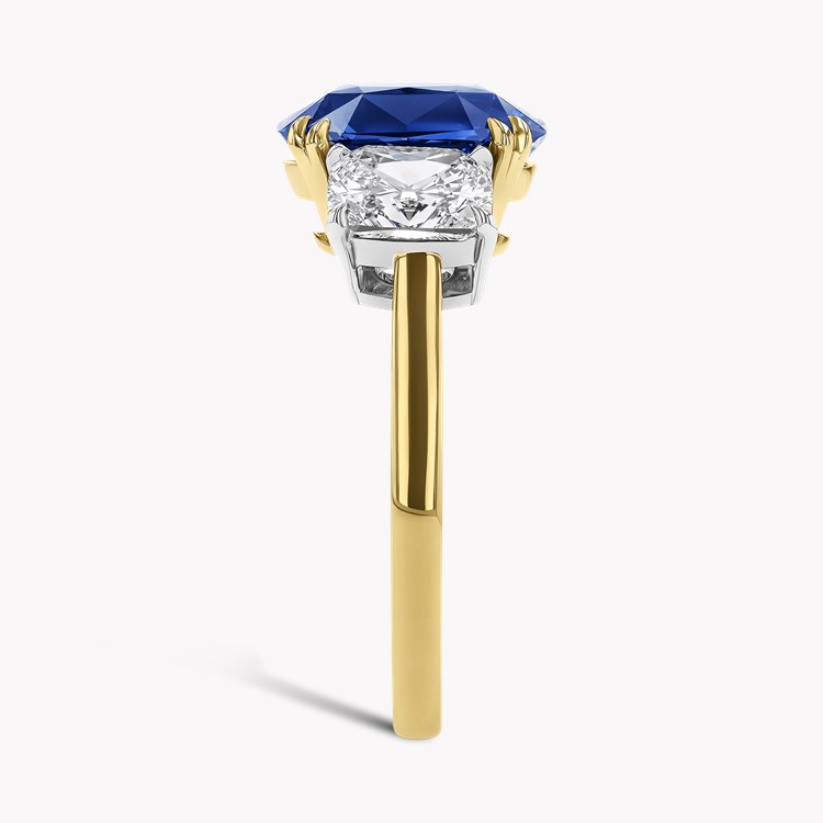 Cushion Cut 4.06ct Sri Lankan Sapphire Three Stone Ring Cushion modern cut, Claw set_4