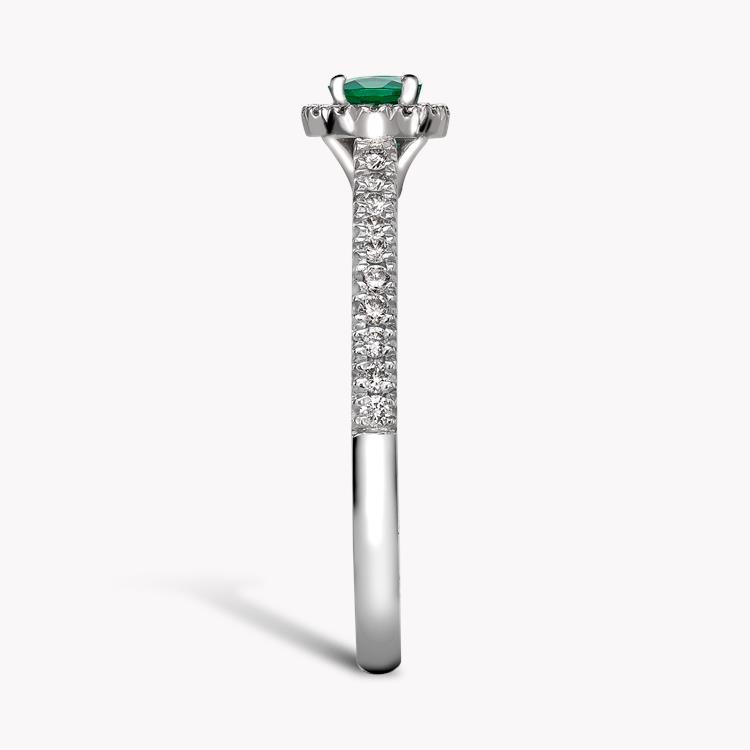 Round Brilliant Cut Emerald Ring 0.25CT in 18CT White Gold Cluster Ring with Diamond Shoulders_4