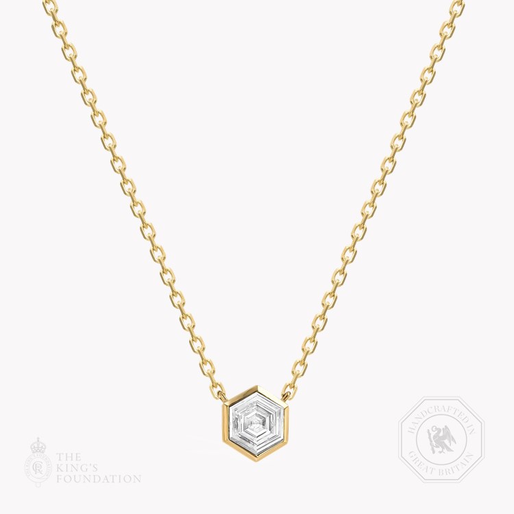 Honeycomb 0.72ct Diamond Solitare Pendant   in 18ct Yellow Gold