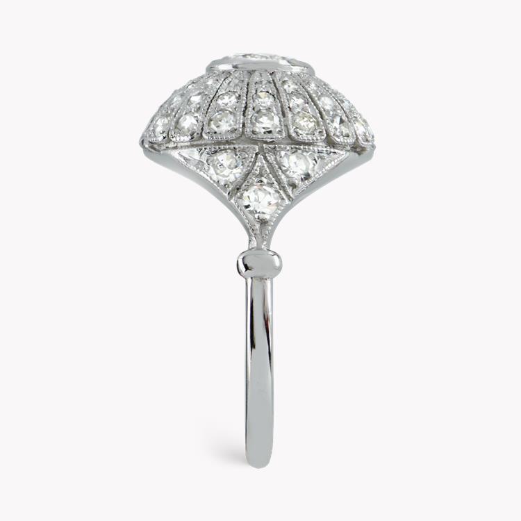 Art Deco Diamond Bombé Ring 0.51CT in Platinum Brilliant Cut Diamond Ring, with Diamond Surround_4