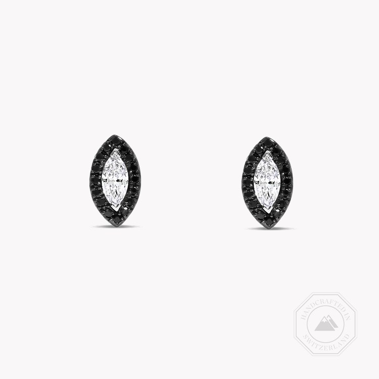 Marquise Cut Diamond Earrings with Black and White Diamonds in 18ct White Gold