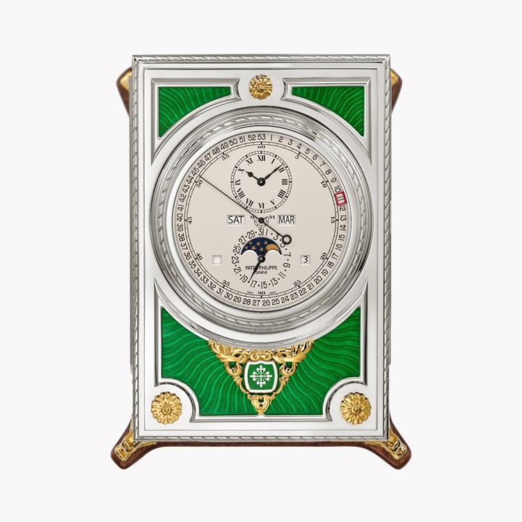 Patek Grand Complications Desk Clock Silvery opaline Dial, Arabic/Roman Numerals_1