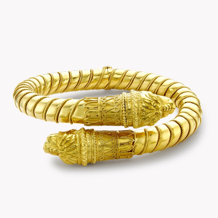 Scythian Style Dragons Head Hinged Bangle _1