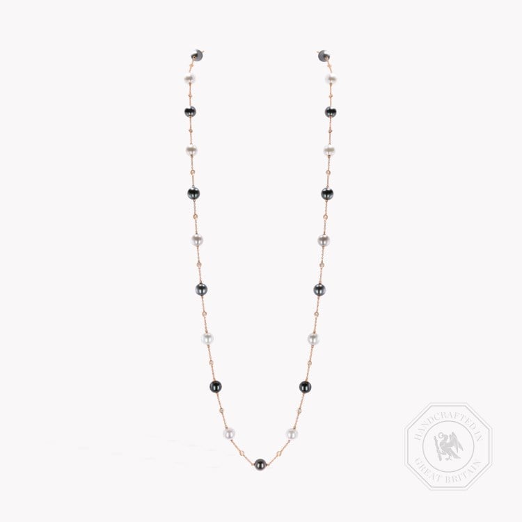 Akoya and Tahitian Pearl Necklace with Diamonds 8.5mm - 9mm_1