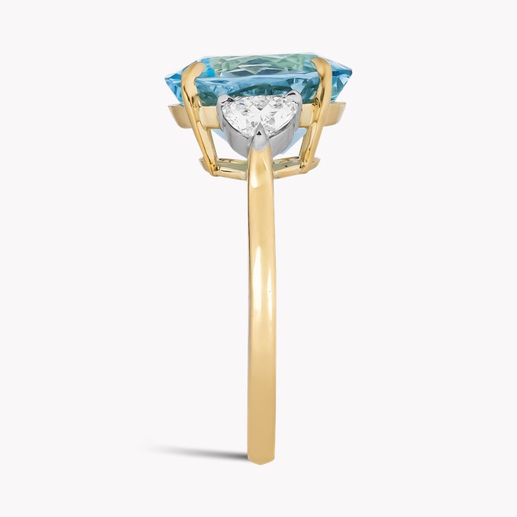 Venus Setting 4.17ct Lukusuzi Aquamarine and Diamond Three Stone Ring Oval Cut, Claw Set_4
