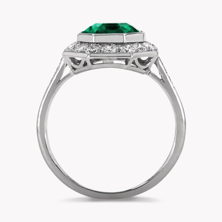 Art Deco 3.80ct Muzo Emerald and Diamond Cluster Ring Octagonal Cut, Rubover Set_3