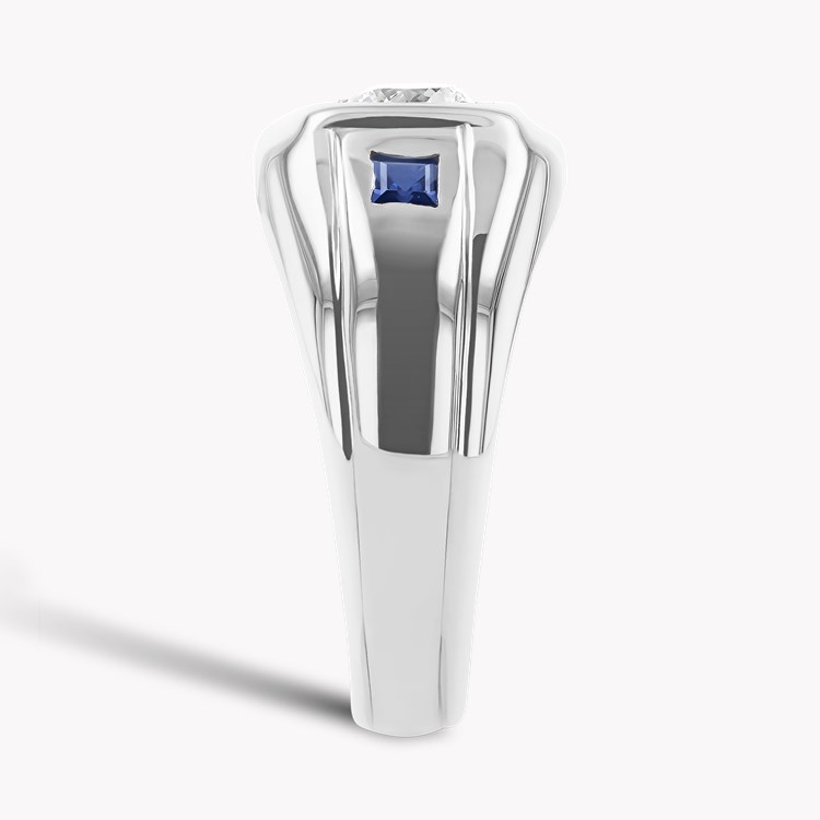 Art Deco Old European Cut Diamond and Sapphire Ring Old European Cut, Claw Set_4