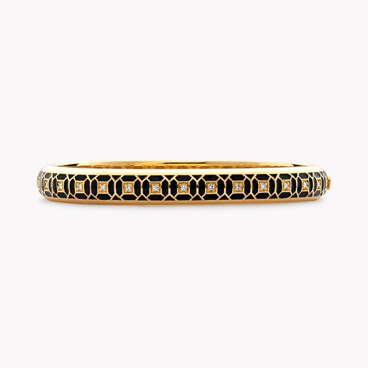 Revival Black Enamel and Diamond Bangle  0.30ct in Yellow Gold Brilliant Cut, Pave Set_1