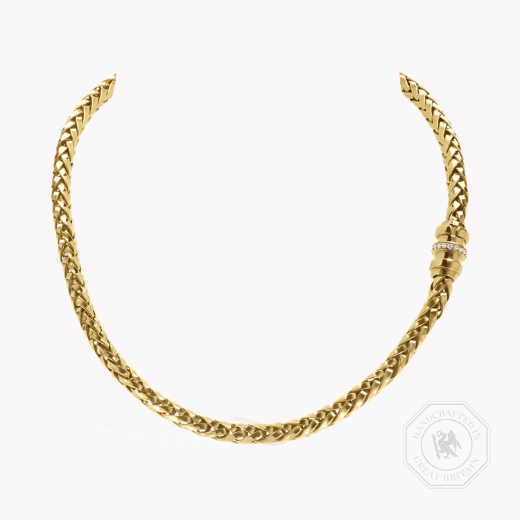 Handmade English Chain Necklace with Diamond Barrel Clasp Brilliant cut, Claw set_1