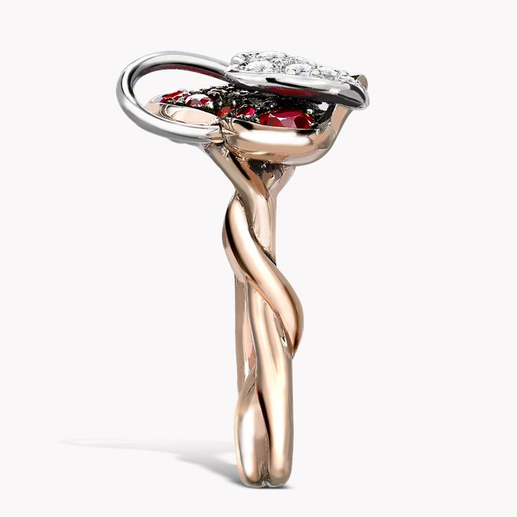 Entwined Hearts Ruby and Diamond Cocktail Ring 0.74CT in Rose and White Gold Brilliant cut, Claw set_4
