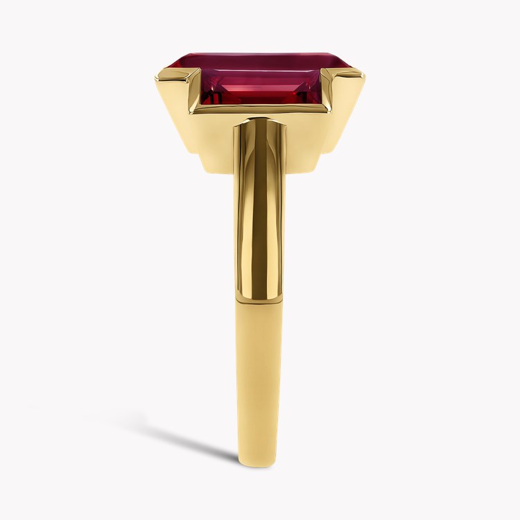 Kingdom 5.95ct Rhodolite Garnet Three Stone Ring Baguette Cut, Rubover Set_4