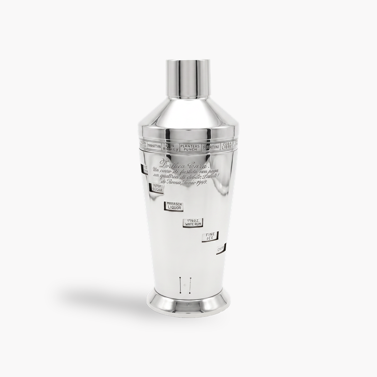 Silver Italian Cocktail Shaker with Wooden Case _1