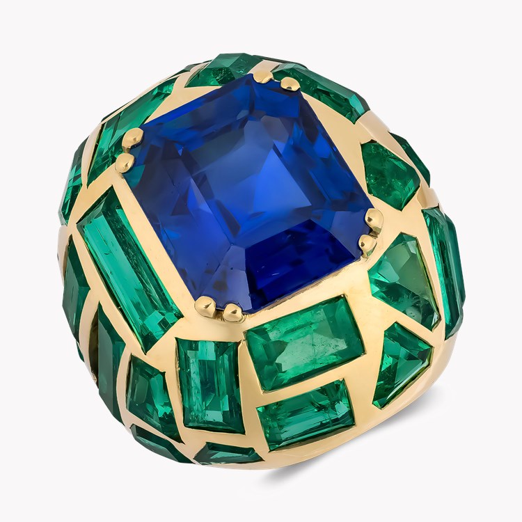 Suzanne Belperron Octagonal Cut 12.543ct Sapphire and Emerald BombÈ Ring Octagonal Cut, Claw Set_1