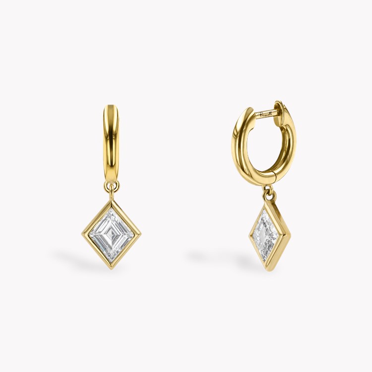 Lozenge Cut 1.00ct Diamond Drop Earrings  * in 18ct Yellow Gold