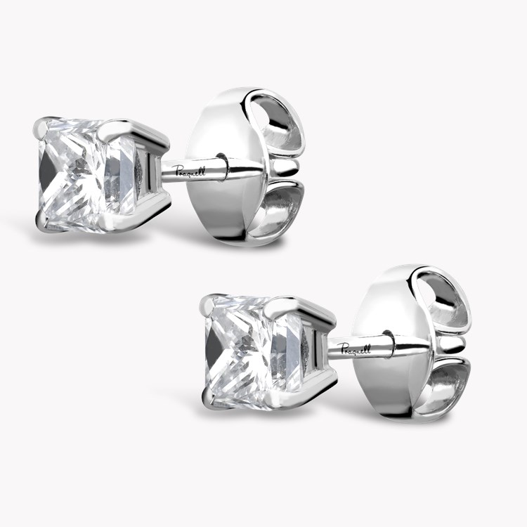 Princess Cut Diamond Stud Earrings Princess Cut, Claw Set_2