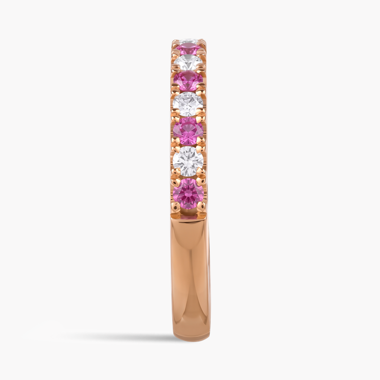 Brilliant Cut Pink Sapphire and Diamond Half Eternity Ring Brilliant cut, Claw set_4