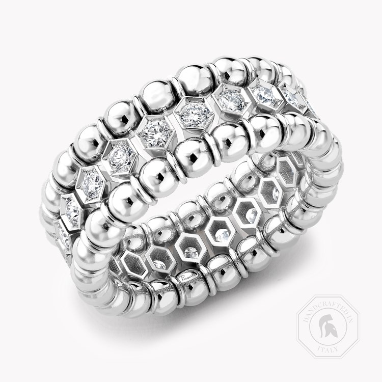 Bohemia 0.73ct Diamond Expandable Three Row Ring Brilliant Cut, Rubover Set_1