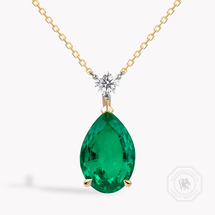 Pear Shaped 4.24ct Colombian Emerald and Diamond Pendant Pear Shaped, Claw Set_1