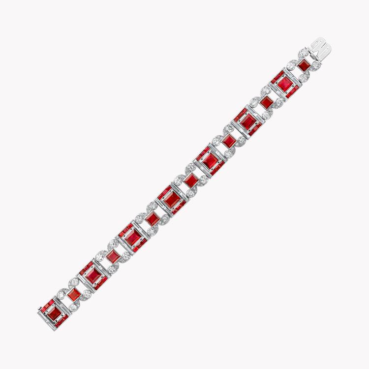 Art Deco Cartier Burma Ruby & Diamond Bracelet Square Cut_2