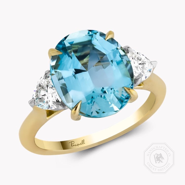 Venus Setting 4.17ct Lukusuzi Aquamarine and Diamond Three Stone Ring Oval Cut, Claw Set_1