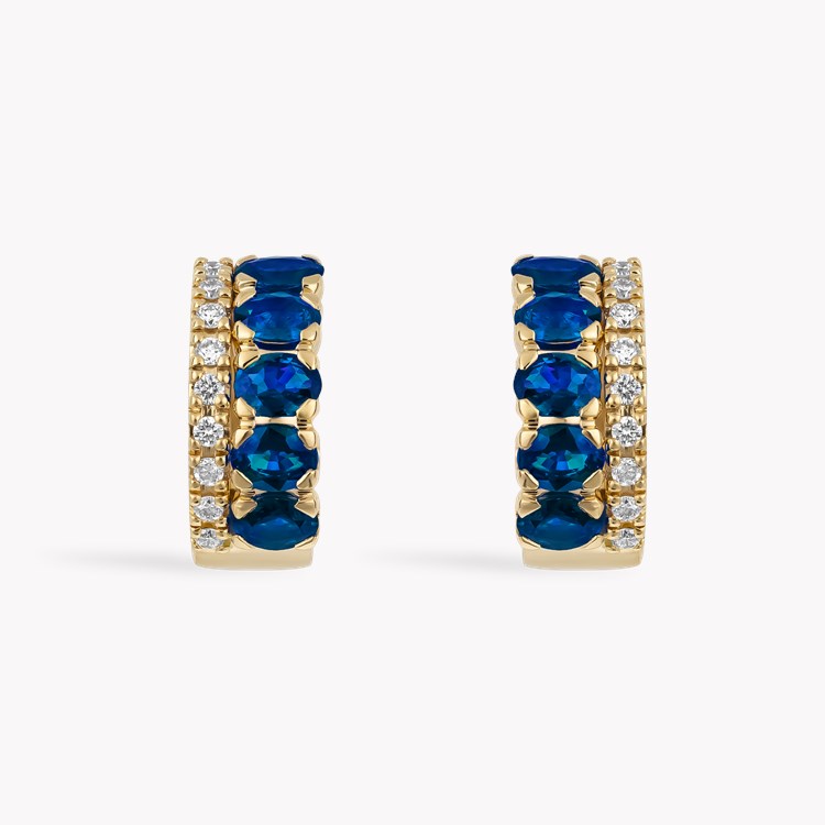 Oval Cut 1.85ct Sapphire and Diamond Hoop Earrings Oval Cut, Claw Set_2