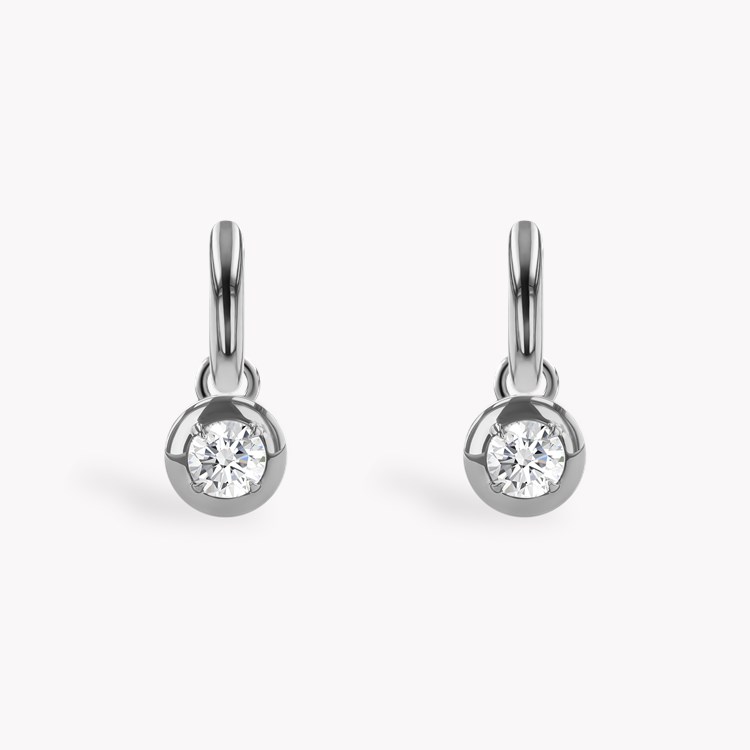 Skimming Stone 1.00ct Botswana Diamond Drop Hoop Earrings Brilliant cut, Claw set_2