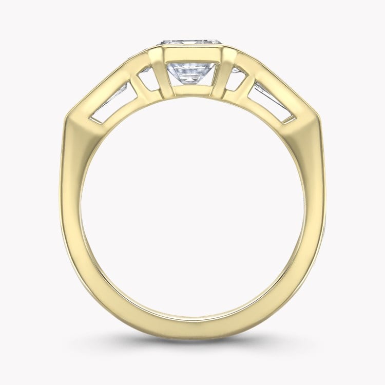 Emerald Cut Diamond Kingdom Ring 2.18CT in Yellow Gold Rubover Set with Diamond Shoulders_3