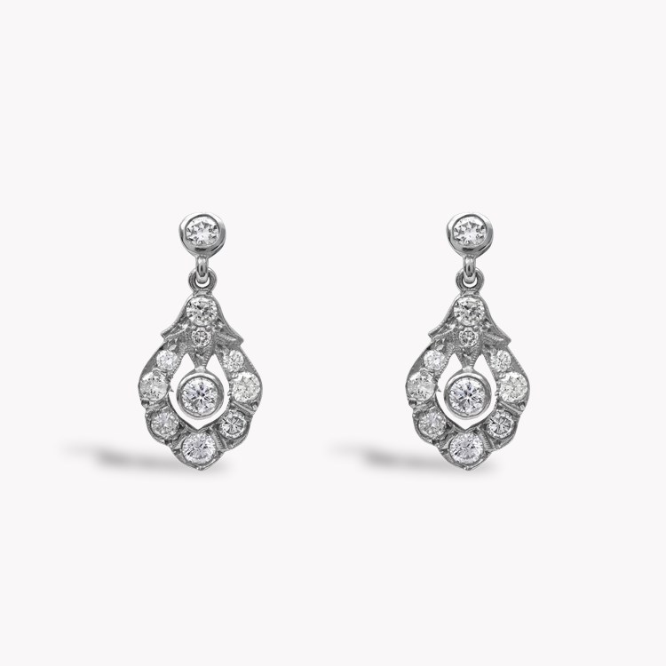 Brilliant Cut Diamond Cluster Drop Earrings Brilliant Cut, Rubover Set_1