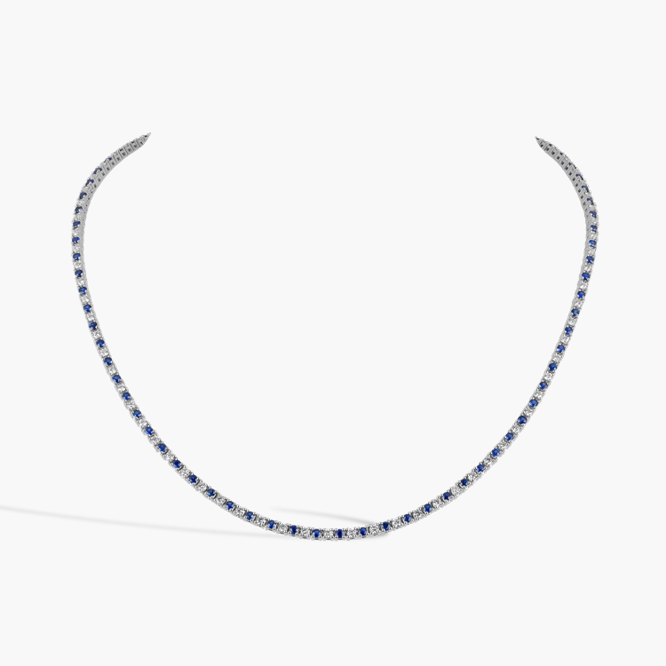 Brilliant Cut 3.60ct Sapphire and Diamond Line Necklace Brilliant cut, Claw set_1
