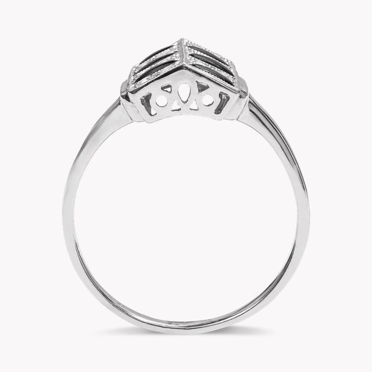 Art Deco Style Brilliant Cut Diamond and Black Onyx Plaque Ring Brilliant Cut, Grain Set_3