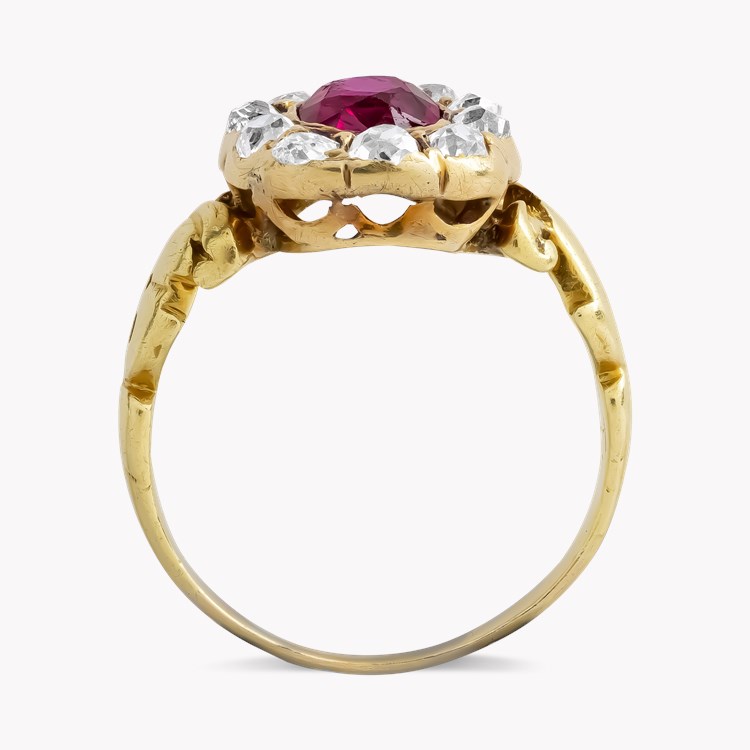 Victorian Antique Cushion Cut Ruby and Diamond Ring Antique Cushion Cut, Rubover set_3
