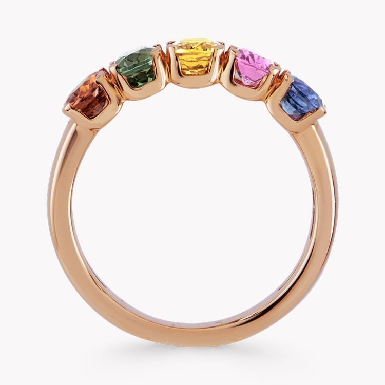 Rainbow Fancy Sapphire Five-Stone Ring 3.08CT in Rose Gold Oval Cut, Claw Set_3