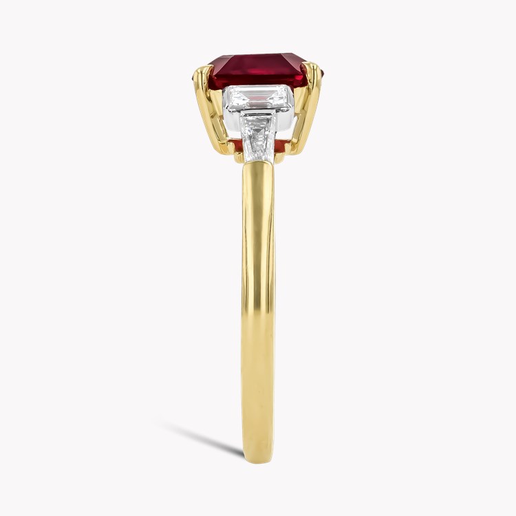 Octagonal Cut 2.72ct Burmese Ruby and Diamond Ring Octagonal & Baguette Cut, Claw Set_4
