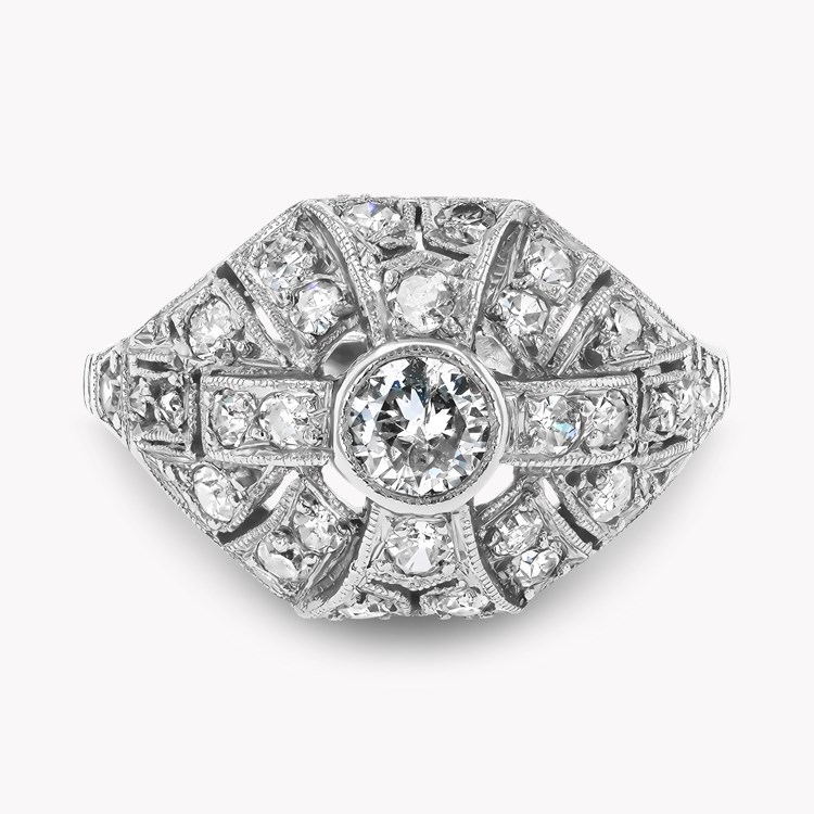 Edwardian Old European Cut Diamond Openwork Ring Old European Cut, Millegrain Set_2