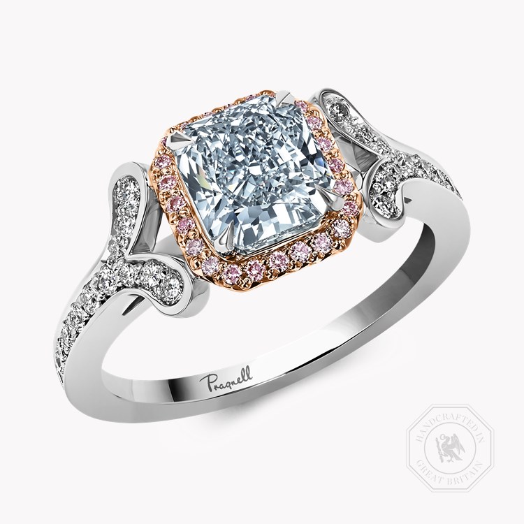 Masterpiece Cléo 1.57ct Light Blue Diamond Cluster Ring Radiant Cut, Claw Set_1