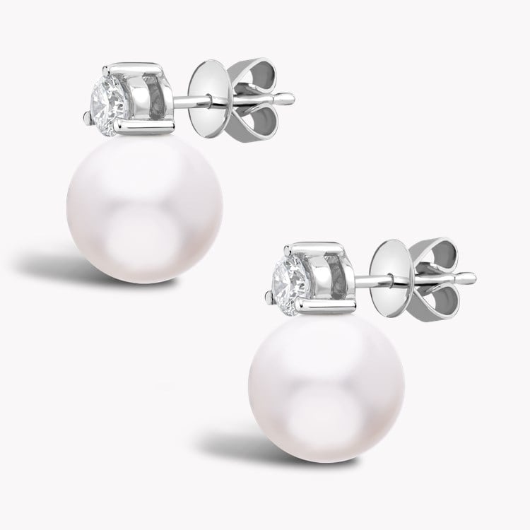 Akoya Pearl Earrings Stud Earrings with 0.40CT Diamonds_2