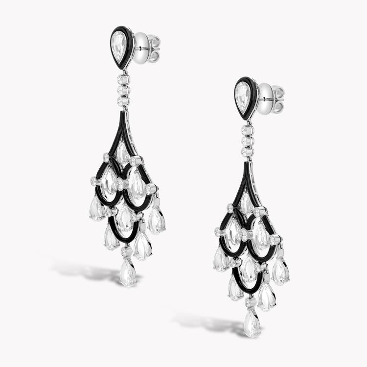 Masterpiece Diamond & Enamel Chandelier Drop Earrings   5.60ct in Platinum and Enamel Pear & Brilliant Cut, Claw and Rub Over Set_2
