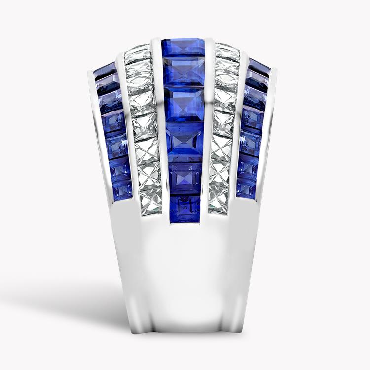 Manhattan Classic Sapphire & Diamond Ring  6.43CT in Platinum Carre & French Cut, Channel Set_4