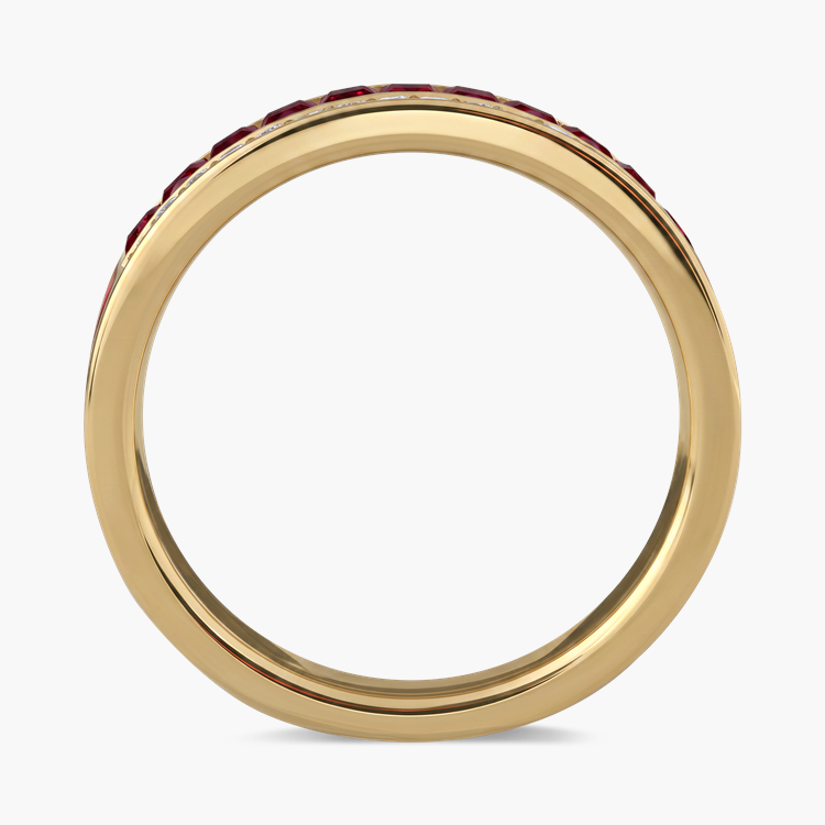 Princess Cut 0.75ct Ruby and Diamond Half Eternity Ring Princess & Brilliant Cut, Claw Set_3