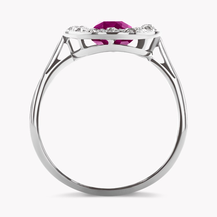 Edwardian 1.80ct Burma Ruby and Diamond Cluster Ring Oval Cut, Grain Set_3
