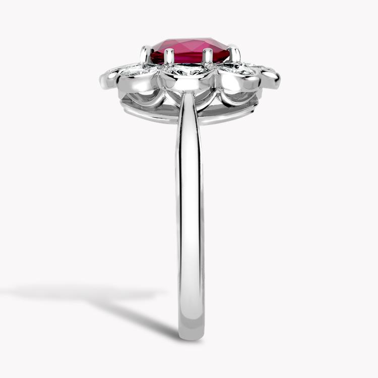 Contemporary Ruby Ring 1.21CT in Platinum Cushion Cut Cluster Ring, with Diamond Surround_4
