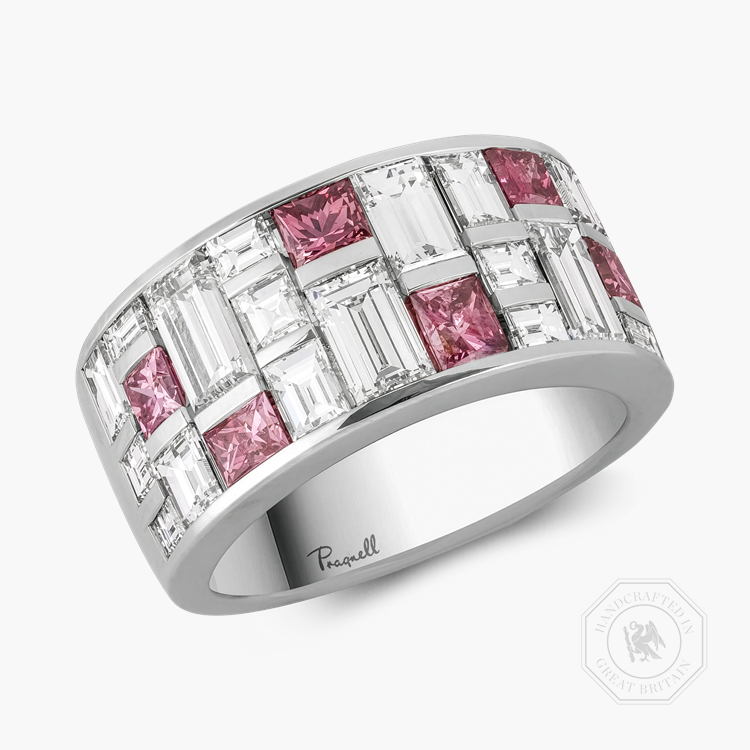 Masterpiece Mosaic 1.03ct Fancy Vivid Pink Diamond Ring Princess, Baguette & Carré Cut, Channel Set_1