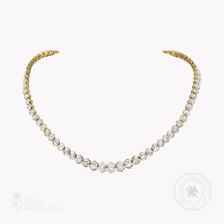 Masterpiece Honeycomb 34.01ct Diamond Necklace Hexagonal Cut, Rubover Set_1