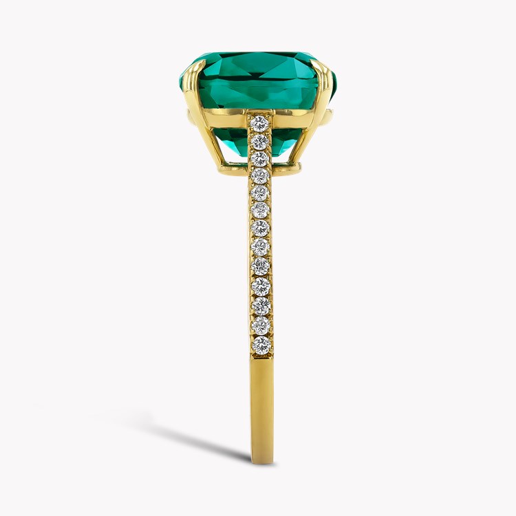 Vivid Green Tourmaline & Diamond Ring Cushion & Brilliant Cut, Claw Set_4