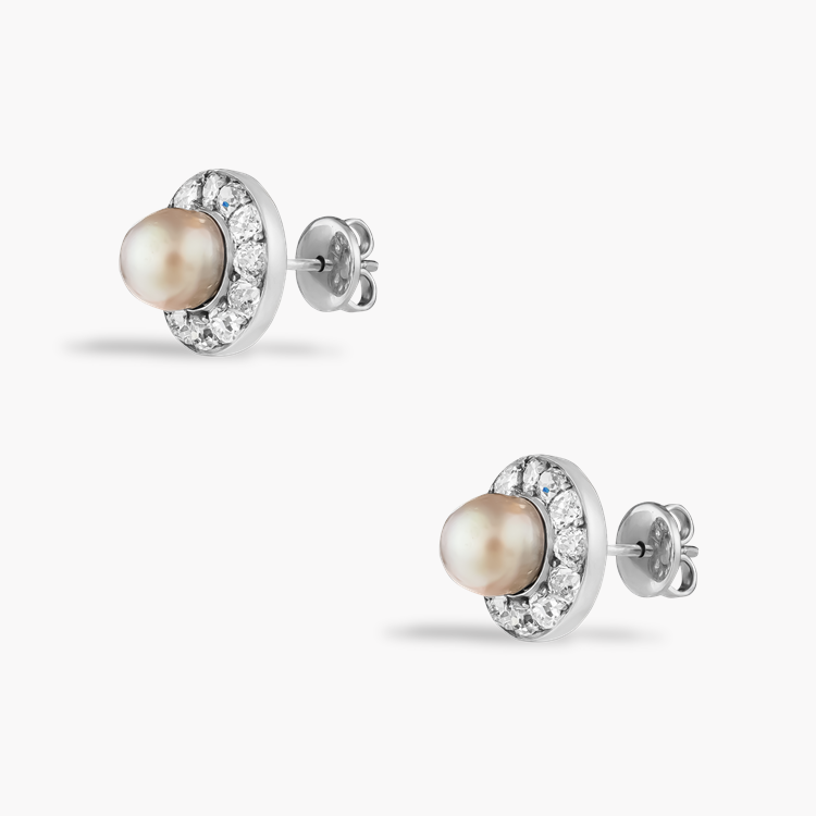 Belle Époque Natural Pearl and Old Cut Diamond Cluster Earrings Old Cut, Thread Set_2