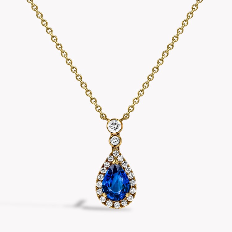 Contemporary 1.30ct Sapphire and Diamond Pendant Pearshape, Claw Set_1